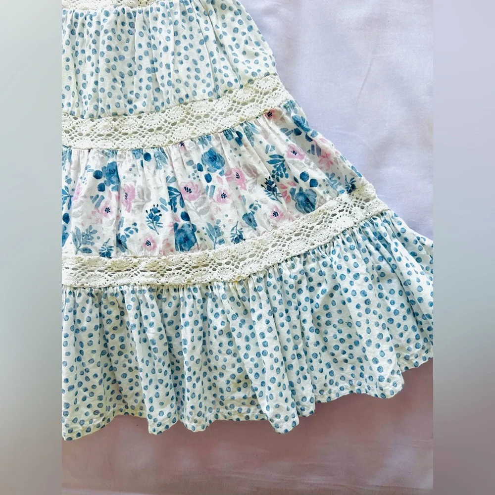 Tommy Bahama Girls Floral Crochet Tiered Lace Halter Cross Back Sundress 4T - Picture 4 of 9